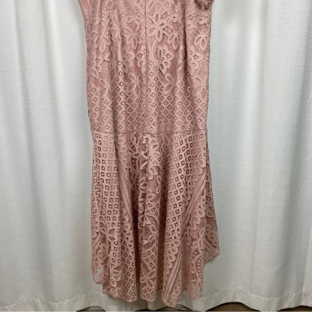 Plus Size Pink Lace Ruffle-Trim Maxi Dress - Picture 13 of 16